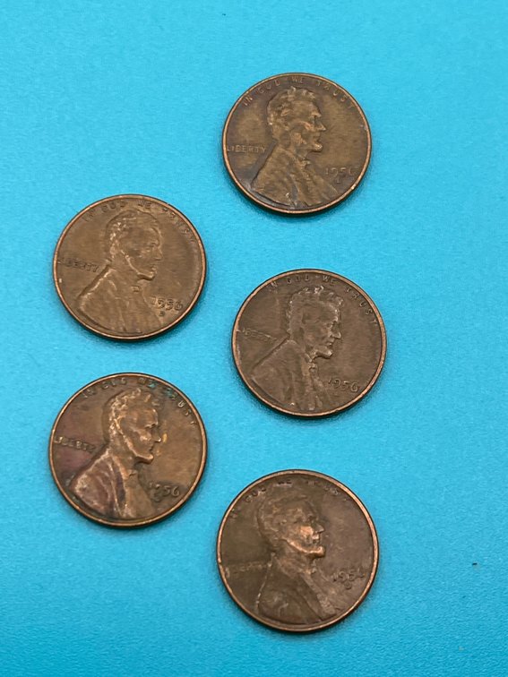 5 - 1956D Lincoln Wheat Cents