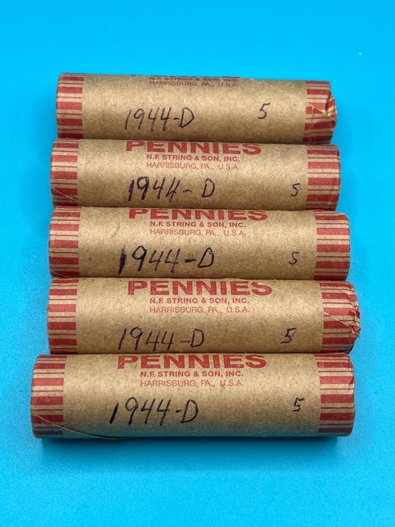 5 Rolls - 1944D Wheat Cents