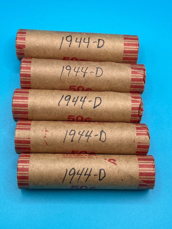 5 Rolls - 1944D Wheat Cents