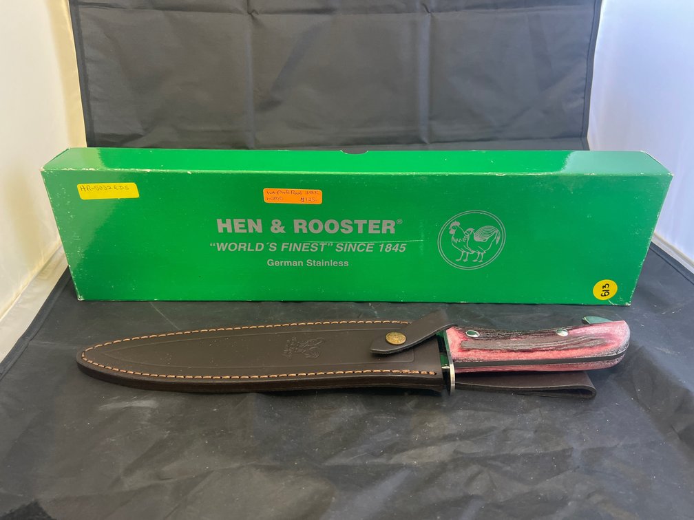 Hen & Rooster Fixed Blade Knife w/Leather Sheath