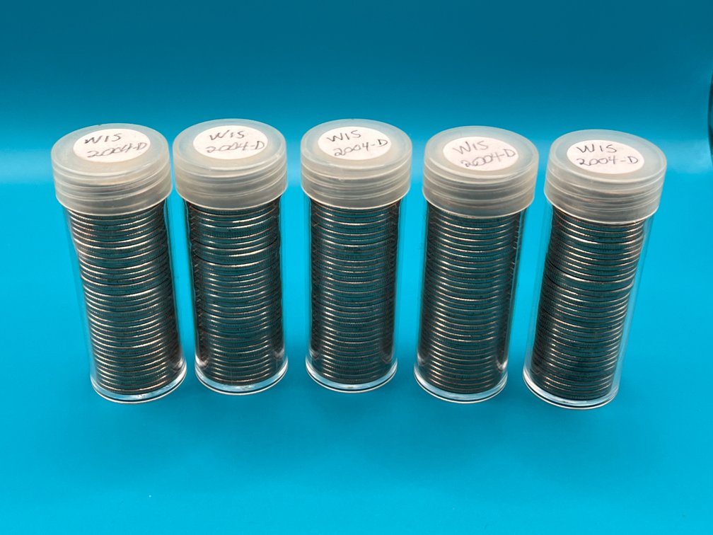 5 Tubes - 2004D Wisconsin Washington State Quarters