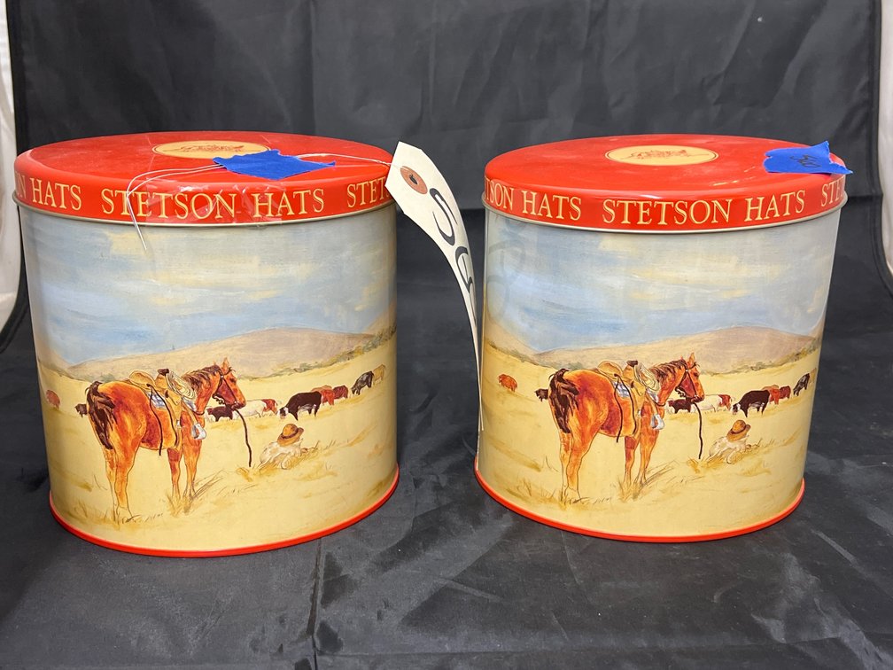 2 Pcs - Miniature Stetson Hats in Tins