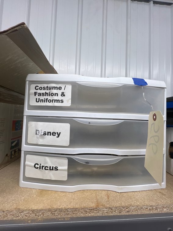 3-Drawer Plastic Organizer w/Postcards & Pictures