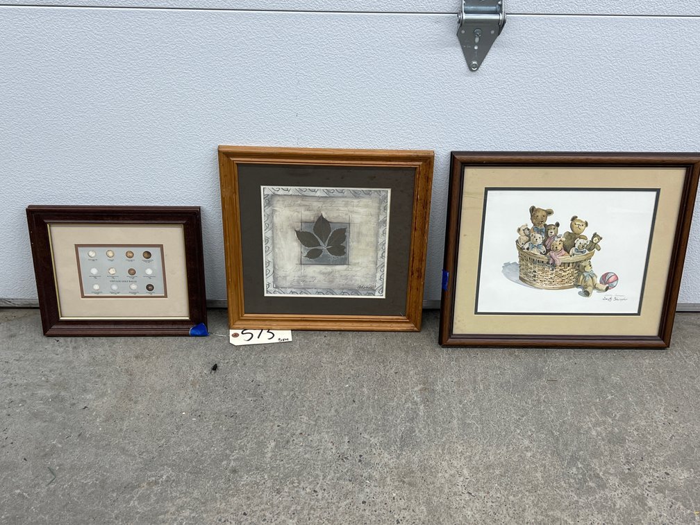 3 Pcs - 2 Framed Prints & Vintage Golf ball Diagram