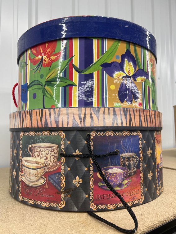 2 - Hatboxes w/Vintage Hats