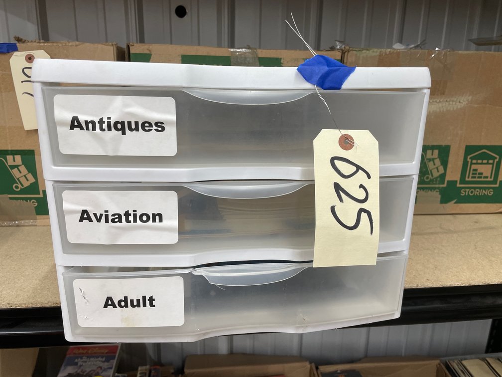3-Drawer Plastic Organizer w/Postcards & Pictures
