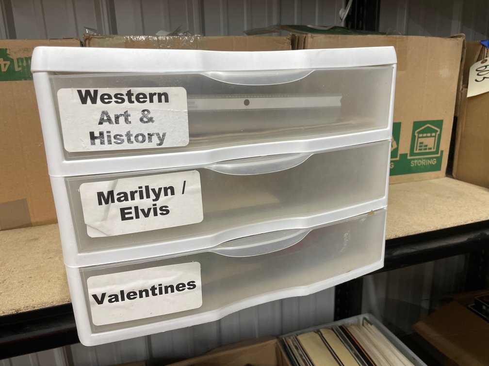 3-Drawer Plastic Organizer w/Postcards & Pictures & Prints