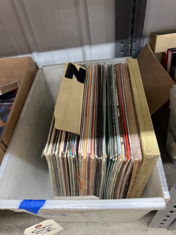 Assorted Vinyl Records in Mail Bin