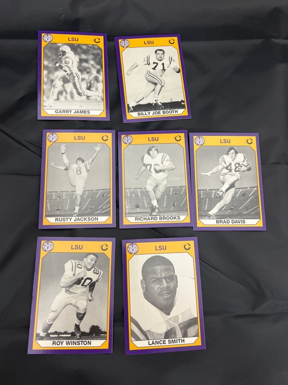 PACK OF 7 CARDS FEOM THE COLLEGIATE COLLECTION HOF LSU PRO FOOTBALL PLAYERS