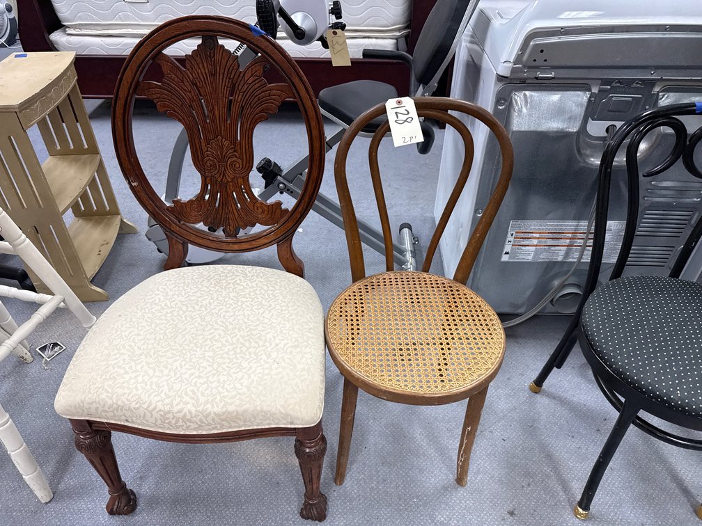 2 Pcs - Wood Cloth Upholstered Dining Chair & Side