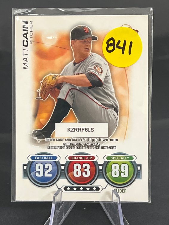 RARE CARD 2010 Topps Update Attax CODE CB m CARD Matt Cain