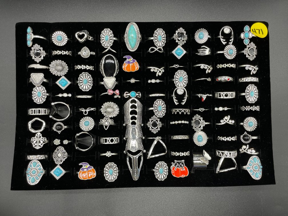 Tray of Silver Toned Rings