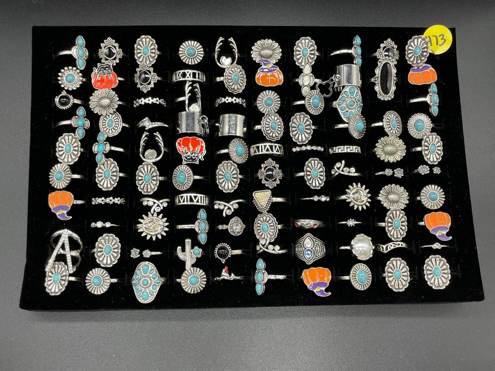 Tray of Silver Toned Rings