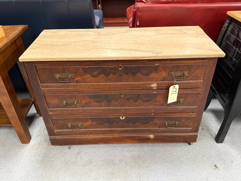 3-Drawer Dresser w/Marble Top