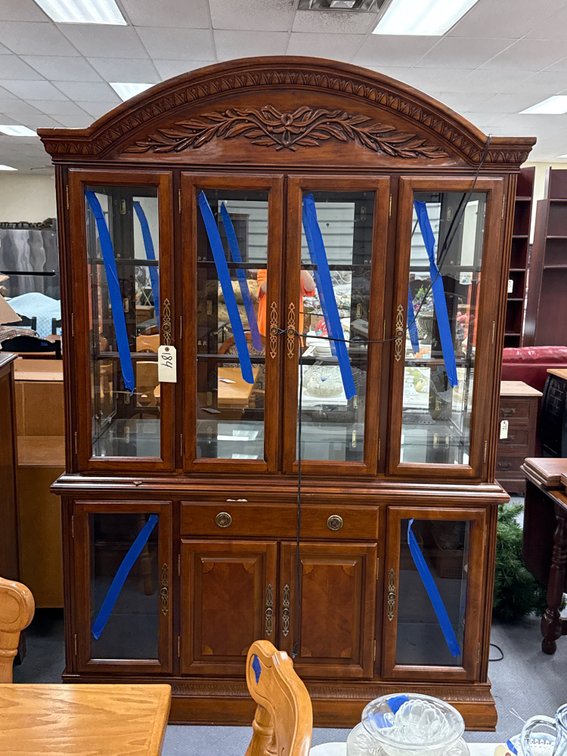 2-Pc China Cabinet - Lighted w/Glass Shelves