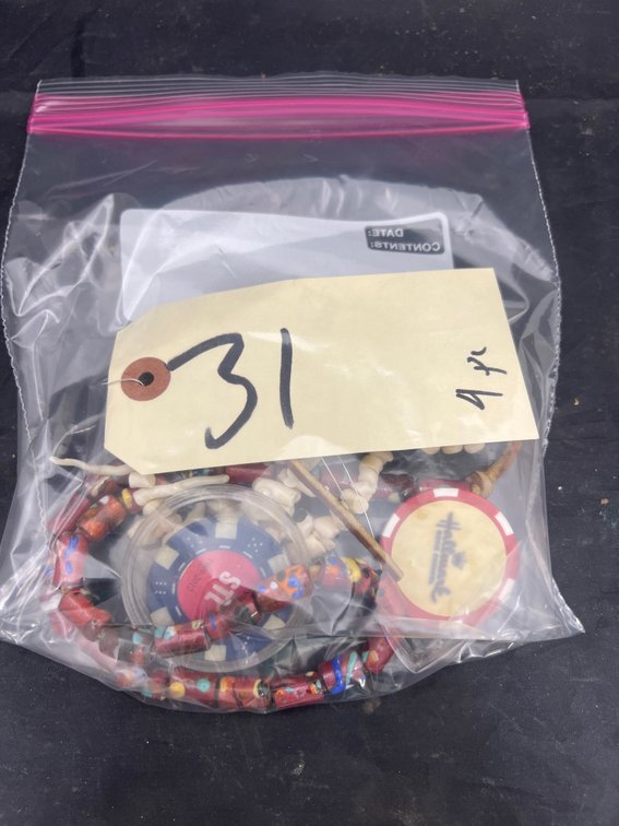 4 Pcs - 2 Beaded Necklaces & Poker Chips