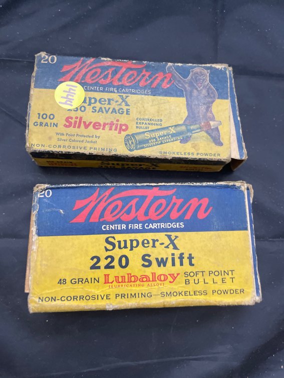 1 Box Western Super X 250 Savage & Box of 220 Swift Ammo
