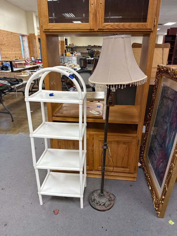 2 Pcs - Floor Lamp & 4-Tiered Plastic Shelf