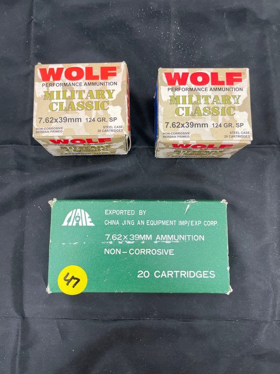 3 Pcs - 762x39 Ammo - 1 Box 762x39 Casings