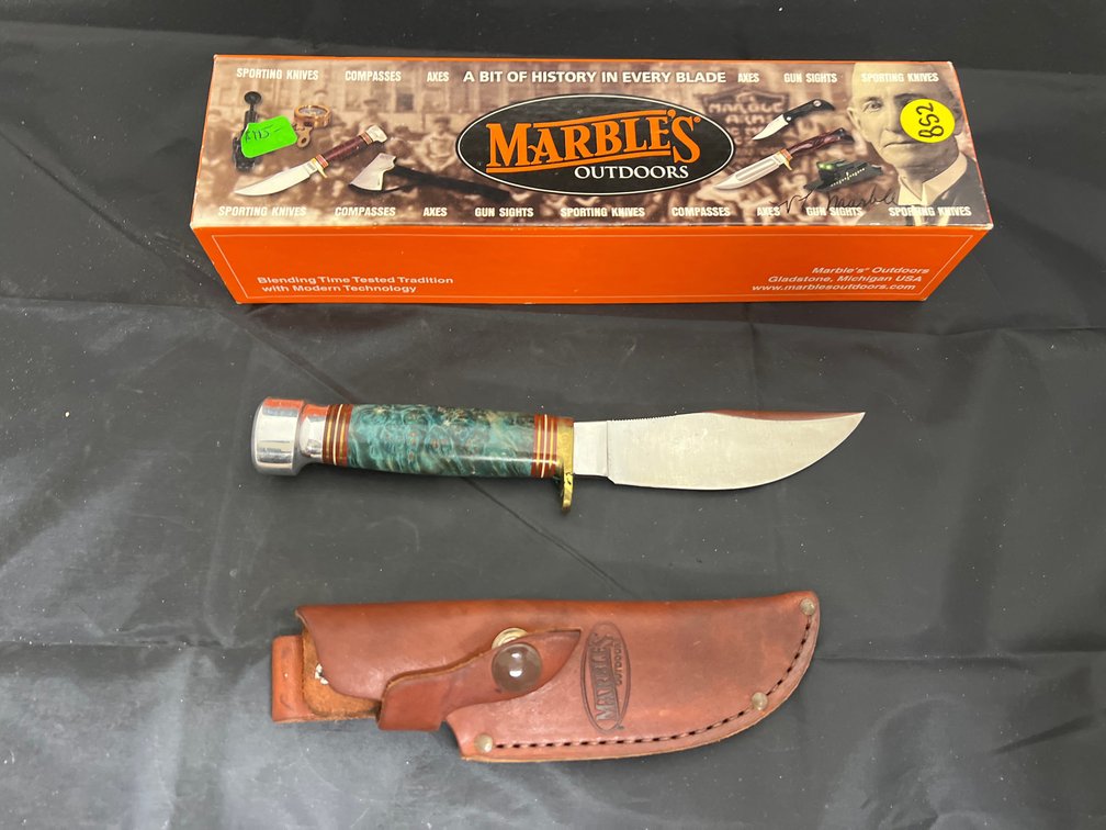 Marbles Outdoor Fixed Blade Knife w/Leather
