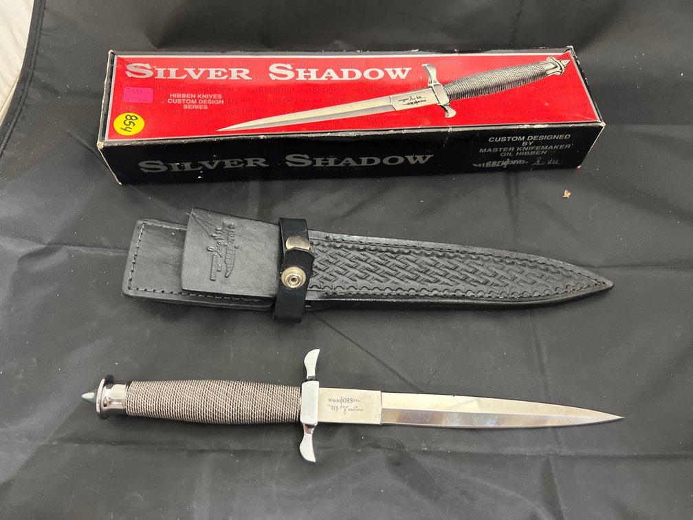 Silver Shadow Fixed Blade Knife w/Leather Sheath