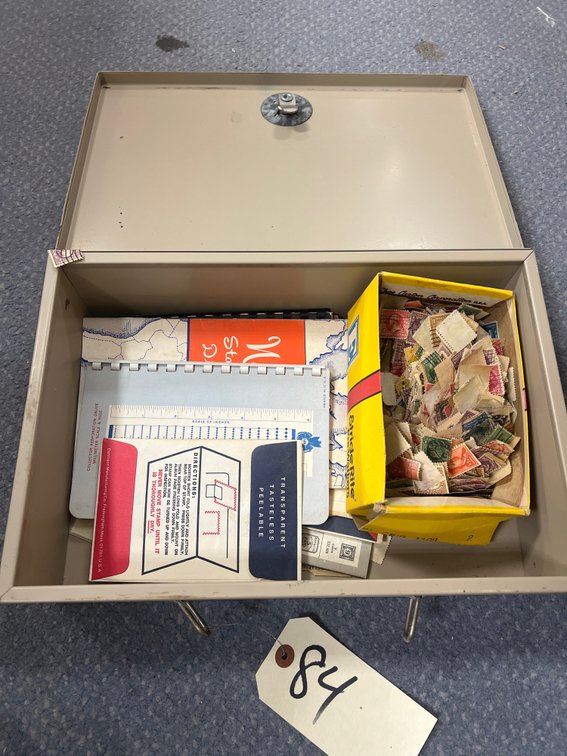 Metal Lockbox - no key - w/Stamps