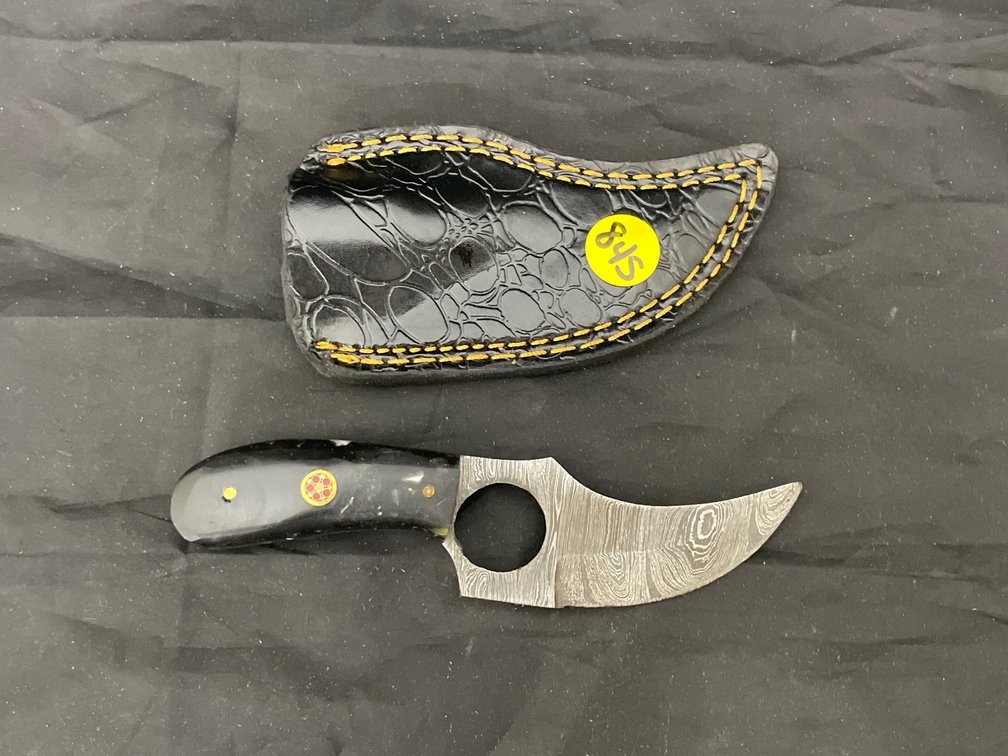 Fixed Blade Damascus Steel Knife w/Sheath
