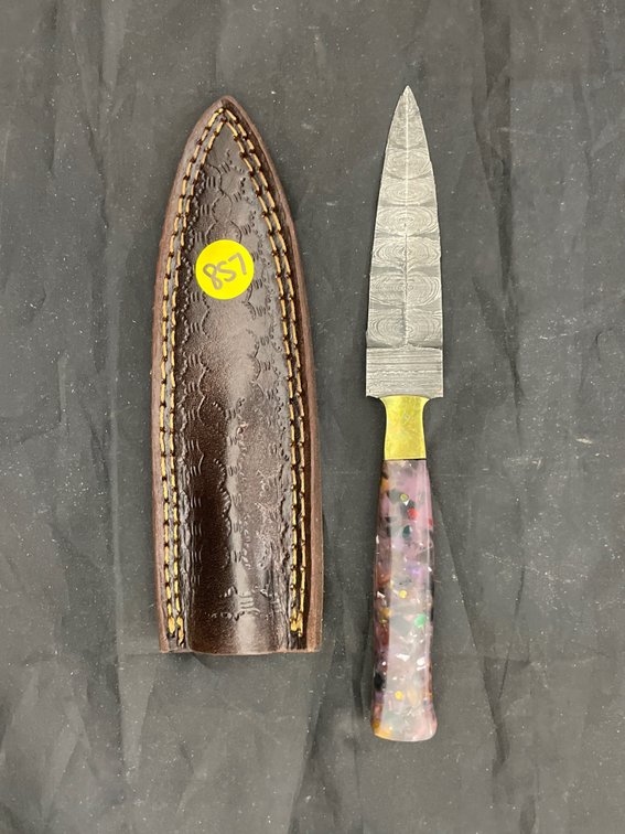 Fixed Blade Knife Damascus Steel w/Sheath
