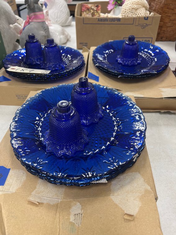 Avon Royal Sapphire Plates & Candle Votives