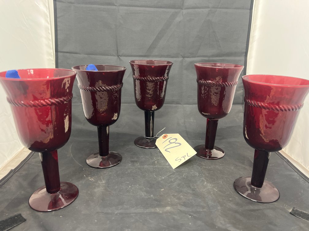 5 - Red Glass Candle Holders