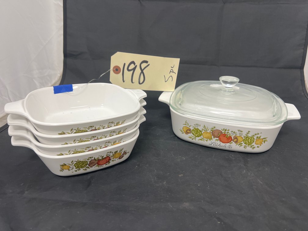 5 Pcs - Corningware Spice of Life Casseroles & 4 Lids