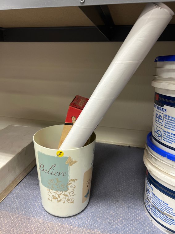 Assorted Reloading Supplies in Trash Can