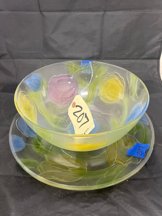 Floral Salad Bowl w/Serving Tray