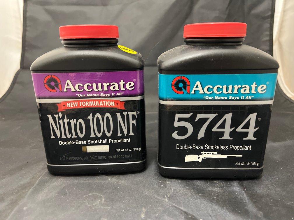 2 Pcs - Accurate Smokeless Propellant 5744 & Nitro 100 NF