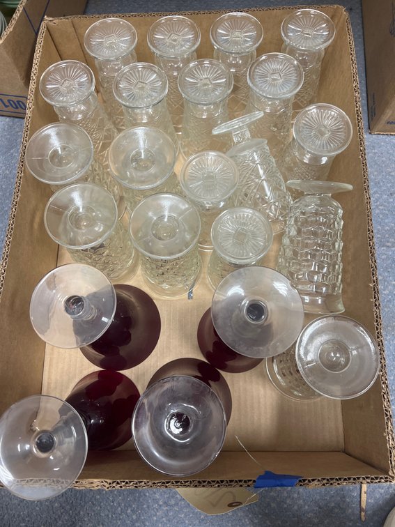 Box of Assorted Fostoria Goblets - Glass & Crystal