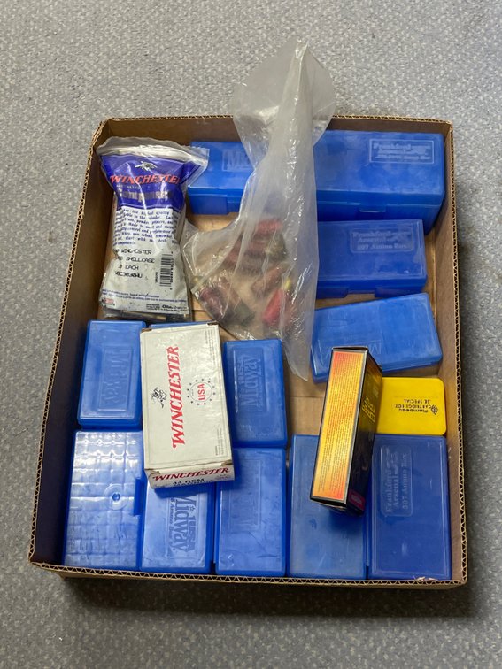 Box of Assorted Ammo Boxes - 30-30 Shell Casings - Shotgun