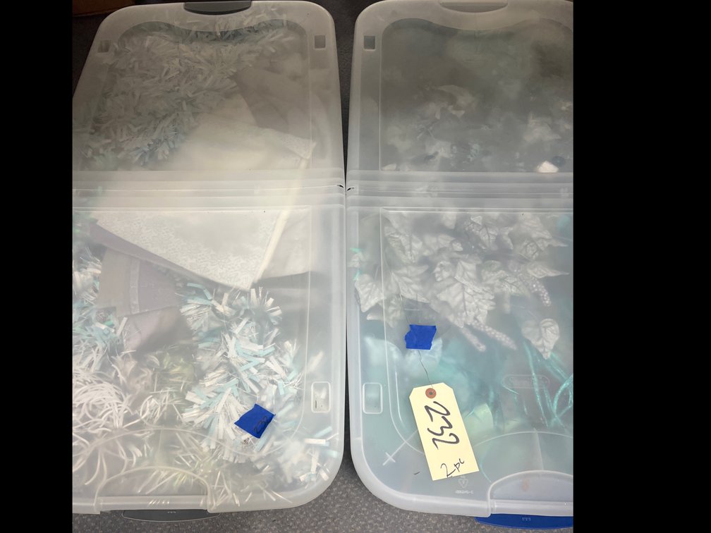2 Pcs - Under Bed Totes - Blue/Silver Garland & Floral Picks