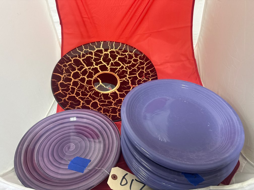 14 Pcs - Purple Plates - Glass Serving Platter