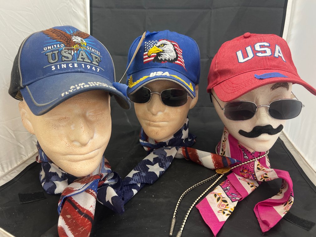 Ball Caps - Bandanas - Sunglasses - Mannequin Heads - Bolo Tie