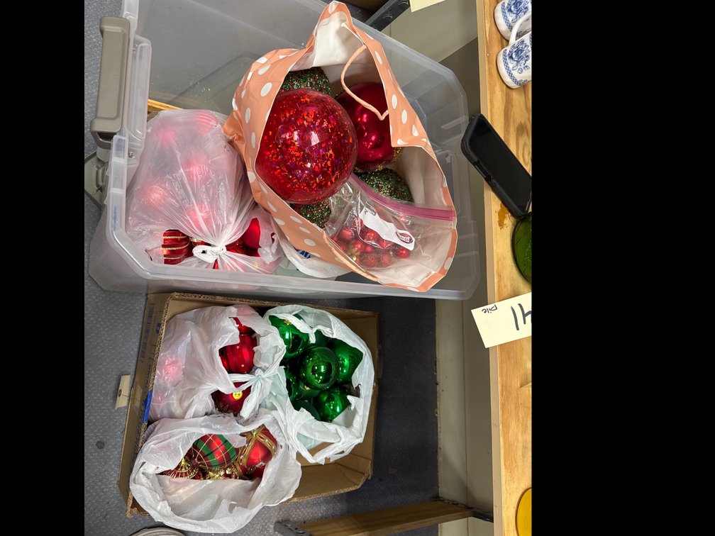 2 Pcs - Assorted Ornaments - Baskets & More in Plastic Bin