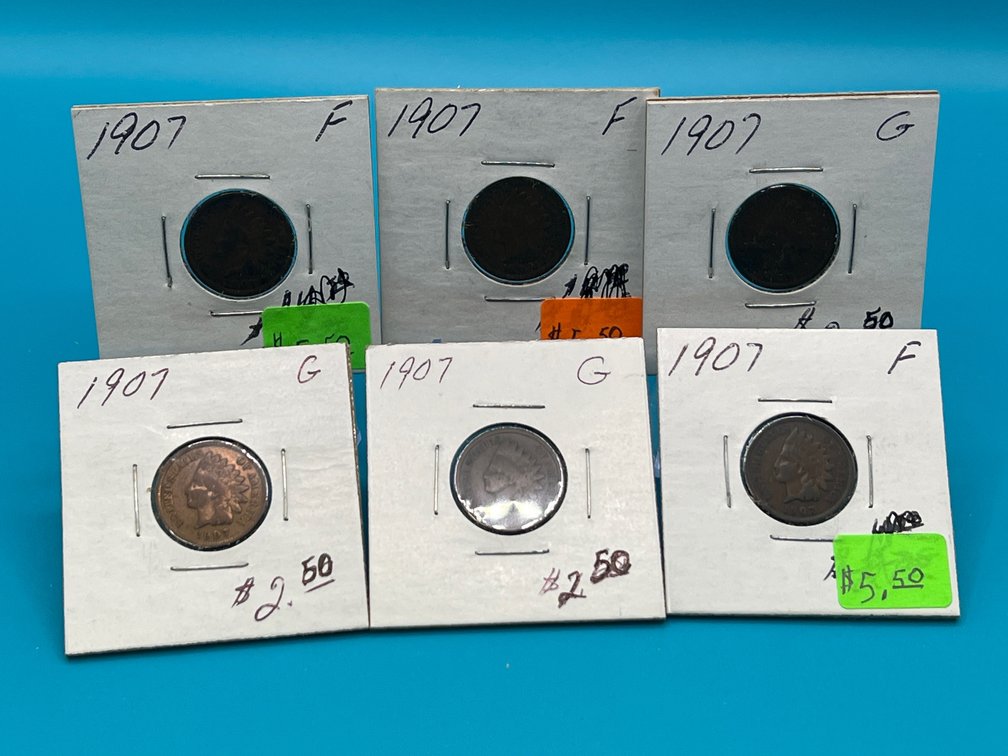 6 - 1907 Indian Head Cents