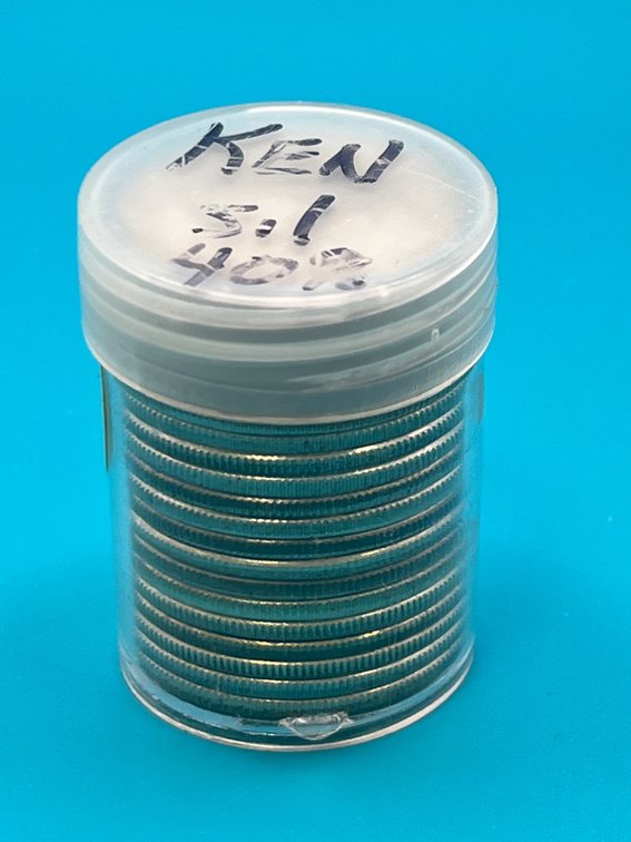 Tube of 40% Silver Kennedy Half Dollar Coins