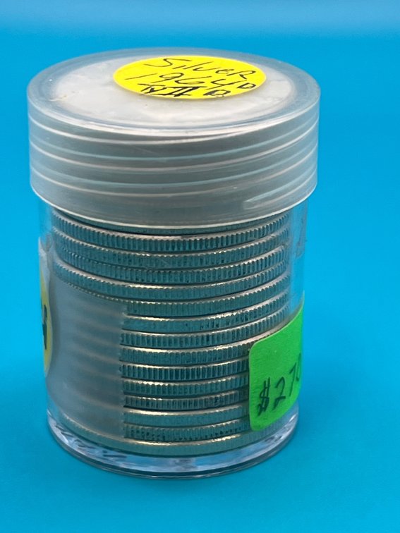 Tube of 90% Silver 1964 Kennedy Half Dollar Coins