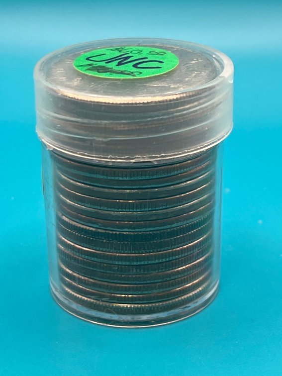 Tube of Uncirculated Kennedy Half Dollar Coins