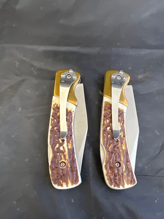 2 - Ozark Trail Brass & Bone Folding Hunting Knives
