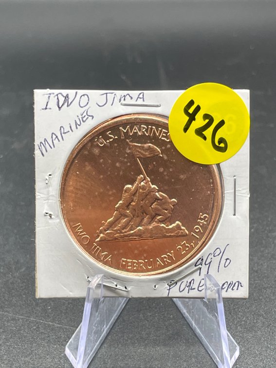 US MARINES IWO JIMA .999 PURE COPPER 1 OZ.
