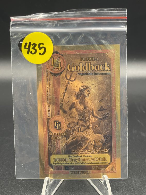 1/4 FLORIDA GOLDBACK 24K GOLD 2025
