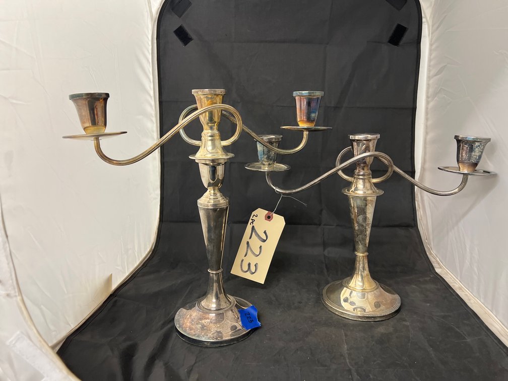2 Pcs - Silver Toned Candelabras