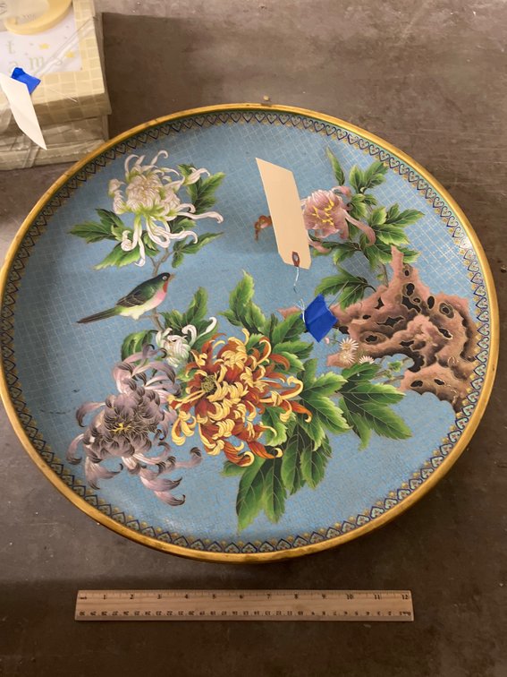 Large Decorative Metal/Enameled Tray
