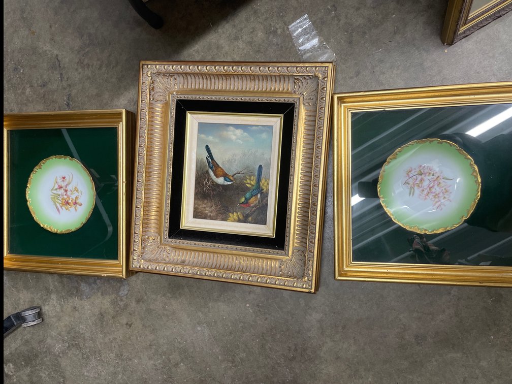 3 Pcs - 2 Framed Decorative Plates & Print